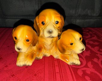 Vintage Keramos Wien „Drei Welpen“Figur – Österreich