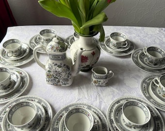 Vintage englisches Teeservice Wood & Sons „Dorset“, 1950er Jahre, komplettes Set