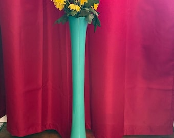 Große Vintage-Glasvase, mintgrün/tiffanyfarben, ca. 60 cm