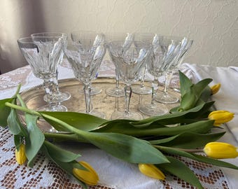 Set aus 10 Vintage Villeroy & Boch „Parzival“-Kristallweingläsern, deutsches Stielglas-Design aus der Mitte des 20. Jahrhunderts, signiert Saar Cristal, 15,5 cm, 9+1-Set