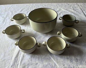 Vintage Rosenthal Studio-Line "Bruno" Soup Bowl Set, German Stoneware, 1970s-80s