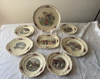 Vintage Servierset Sarreguemines Obernai, Frankreich (1940er-1950er Jahre)