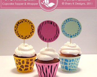 SVG Animal Skin Cupcake Topper and Wrapper