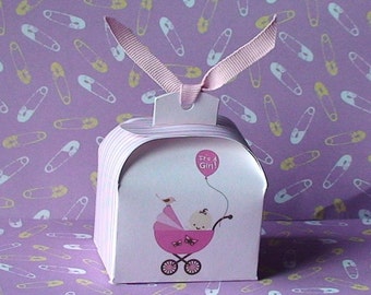 Printable Baby Girl shower favor box, cupcake wrapper and topper