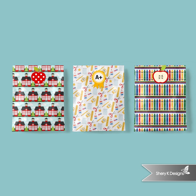 School Day Paper Pack 10 Digital Patterns 16 Cliparts Sublimation Stationery Garments & Home Décor image 2