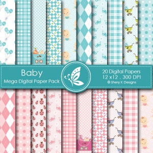 Baby Mega Paper Pack - 20 Padrões Digitais - Sublimação - Papelaria - Vestuário e Decoração