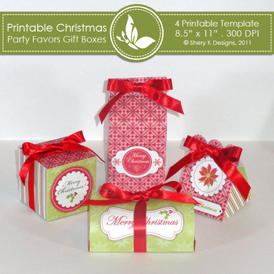 Printable Favours Boxes For Christmas Printable Favours Boxes For Christmas