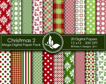 Christmas Mega Paper Pack 2 - 20 Printable Digital papers - 12 x12 - 300 DPI  ////02