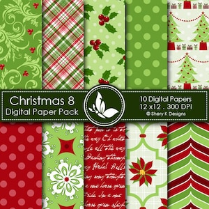 Pacote de papel Natal 8 - 10 papéis digitais imprimíveis - 12 x12 - 300 DPI ////// 8