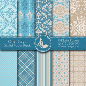 Old Days Paper Pack - 10 Digital papers - 12 x12 - 300 DPI