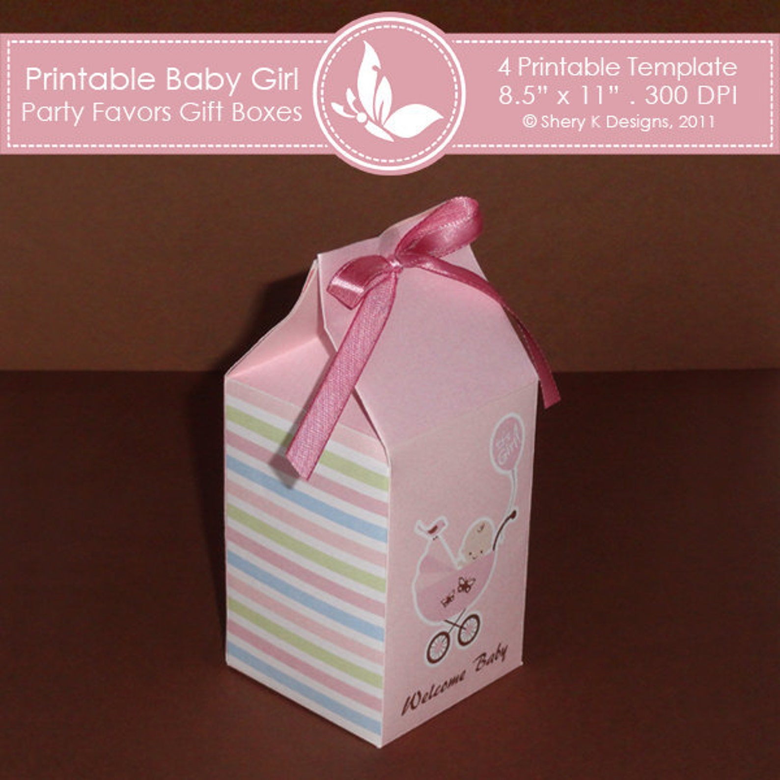 Printable Baby Girl Shower Party Favors Gift Box ////// 002 Etsy