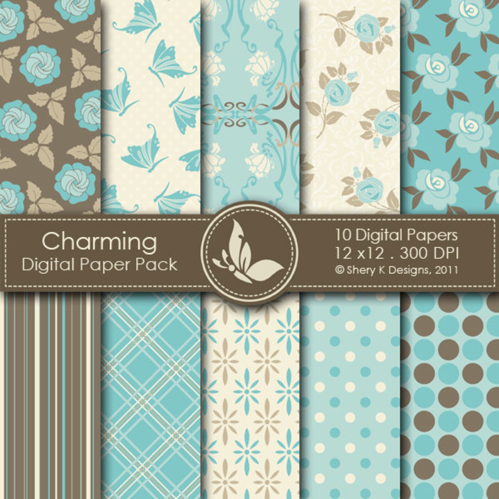 Charming Paper Pack - 10 Digital Papers - 12 X12 - 300 DPI - Etsy