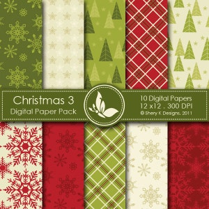 Pacote de papel Natal 3 - 10 papéis digitais imprimíveis - 12 x 12 - 300 DPI ////// 3