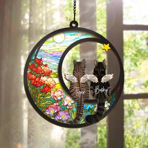 Custom Loss of Cats Sympathy Gift, Cats Memorial Suncatcher, Pet Memorial Suncatcher| Pet Remembrance Gift| Custom Name Cat Decor, Cat Loss
