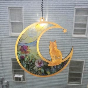 Custom Loss of Cat Sympathy Gift, Pet Memorial Suncatcher| Pet Remembrance Gift| Custom Name Cat Decor, Cat Loss, Cat Memorial Suncatcher
