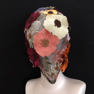 3D Floral Embroidery Full Face Mask - See Through, Lightweight, Washable, Comfortable Fit