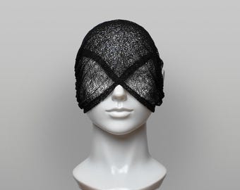 Shadow Cross Open Nose & Mouth Mask - Gothic, Masquerade, Festival Fashion Lace Veil