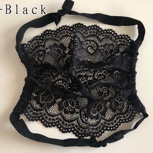 Single and Double layers Washable Reusable Matte Lace See Through Eye Cover image 4