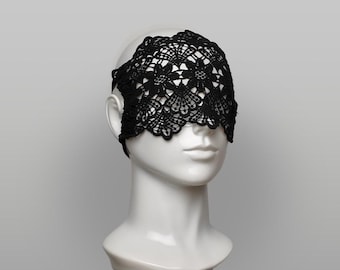 Floral Cotton Cathedral Lace See Through Blindfold - Gothic Masquerade Mask, Concealing Eye Mask