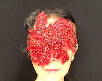 Red Crystal See Through Face Cover