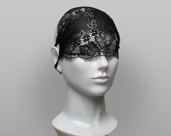 Single Layer Eyelash Lace Eye Mask - Gothic Minimal Sheer Black Blindfold