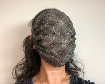 See Through Lace Airy Face Cover in Black