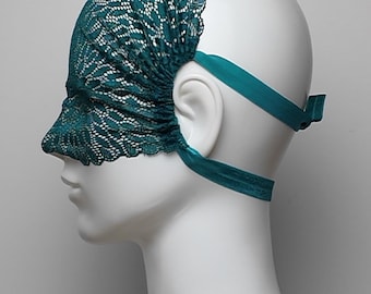 Verdant Lace Eye Mask- Sheer Blindfold, Masquerade Festival Fashion Veil