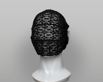 Cotton Floral Crochet Openwork Lace Full Face Mask - Concealing Performance Theatrical Fashion