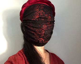 Mascherina protettiva in pizzo opaco, lavabile e riutilizzabile a doppio strato, disponibile in vari colori.