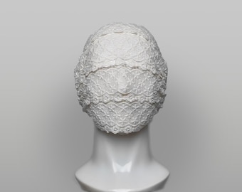 Floral Cotton Lace Full Face Mask -  Venise Lace Concealing Veil, Avant-Garde Fashion
