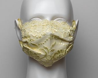 Double Layered Lace Face Mask With Cotton Lined Filter Pocket - Decorative Mask Cover