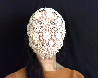 Reusable Natural Color Cotton Lace See Through Face Cover