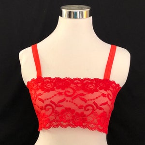 Unlined Sheer Lace Bandeau Cover-Up with Straps - Handmade to Order