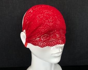Lace Eye/Face Mask – Airy, Lightweight, Washable, Comfortable Fit in Red