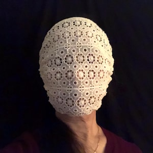 Cotton Eyelet Florals - Single Layer Lace Full Face Cover - See Through, Lightweight, Washable, Comfortable Fit
