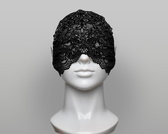 Open Nose & Mouth Face Mask with Black Crystal Embellishment - Gothic Masquerade Festival Fashion Veil