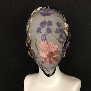 Floral Embroidery Full Face Mask - See Through, Lightweight, Washable, Comfortable Fit
