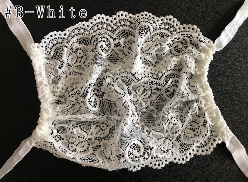 Single and Double layers Washable Reusable Matte Lace See Through Eye Cover B-Off White