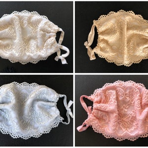 Pastel Series - Double Layer Lace Eye/Face Cover With Filter Pocket- See Through, Lightweight, Washable, Comfortable Fit