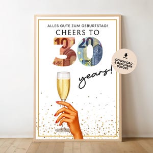 Cash gift for a woman&#39;s 30th birthday | Cash gift for a girlfriend | Wish-fulfilling gift | DIY cash gift | 30th birthday cash gift | PDF
