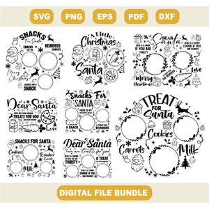 Dear Santa Tray Svg Bundle, Christmas Svg, Santa Tray Svg, Santa Plate Svg, Santa Milk Cookies Svg, Cookies for Santa Svg, carrot Svg Cricut