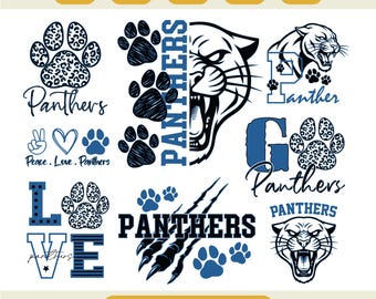 Panthers SVG Bundle, Panthers Mascot Svg, School Spirit Team Mascot Design, Panthers Clipart for Shirts, Cricut Cut File, Digital Download