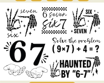 Six Seven 6 7 Meme Funny Hands SVG Bundle, 6 7 Meme Funny Skeleton Svg, Viral Meme Humor, 67 Trend, Funny Social Media,Sports Gift shirt