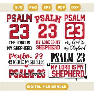 Psalm 23 Svg Bundle, The Lord Is My Shepherd Svg, Christian Football Jersey Svg, Bible Verses Svg, Faith Svg for Cricut, Religious Quote Svg