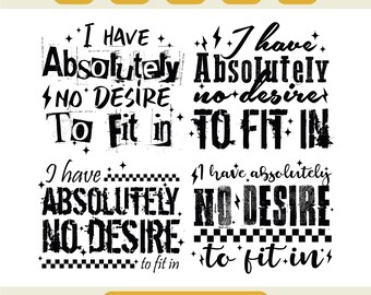 Absolutely No Desire To Fit In Svg, Snarky Sarcastic Quote, Funny Attitude Humor, Retro Checkers, Sassy Adult Humor Design, Trendy Edgy Svg