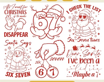 Funny Christmas 6 7 Meme Svg Bundle, Viral 6 7 Joke Design, Funny Holiday Humor Svg, Funny Christmas svg, 6 7 Six Seven svg, Cricut Cut File