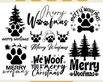 Merry Woofmas SVG Bundle, Christmas Dog Mom, Trendy Christmas Dog Svg, Christmas Animal Svg, Dog Mama Christmas Svg, Cricut Silhouette
