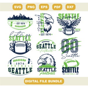 Seattle Football SVG bundle, Hawk Mascot, Go Hawks Playoffs Design, Game Day Shirt, seattle arch svg, Seattle Sports Fan Download