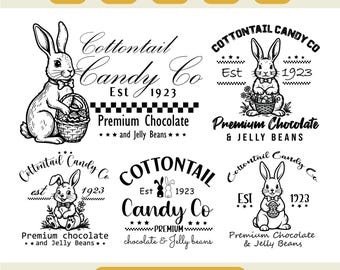 Cottontail Candy Company SVG, Cute Easter Bunny Shirt SVG, Easter Cut File for Cricut & Silhouette, Sublimation Print, DIY Craft Vector