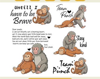Team Punch Viral Monkey Svg, Baby Monkey Meme Shirt Design, Cute Funny Animal Meme PNG, Emotional Plush Toy Meme, Stay Kind Punch Monkey